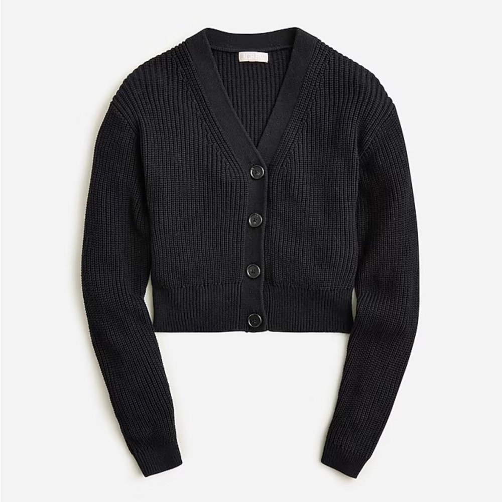 J. Crew Cotton-blend cropped V-neck cardigan sweater, Small, Black